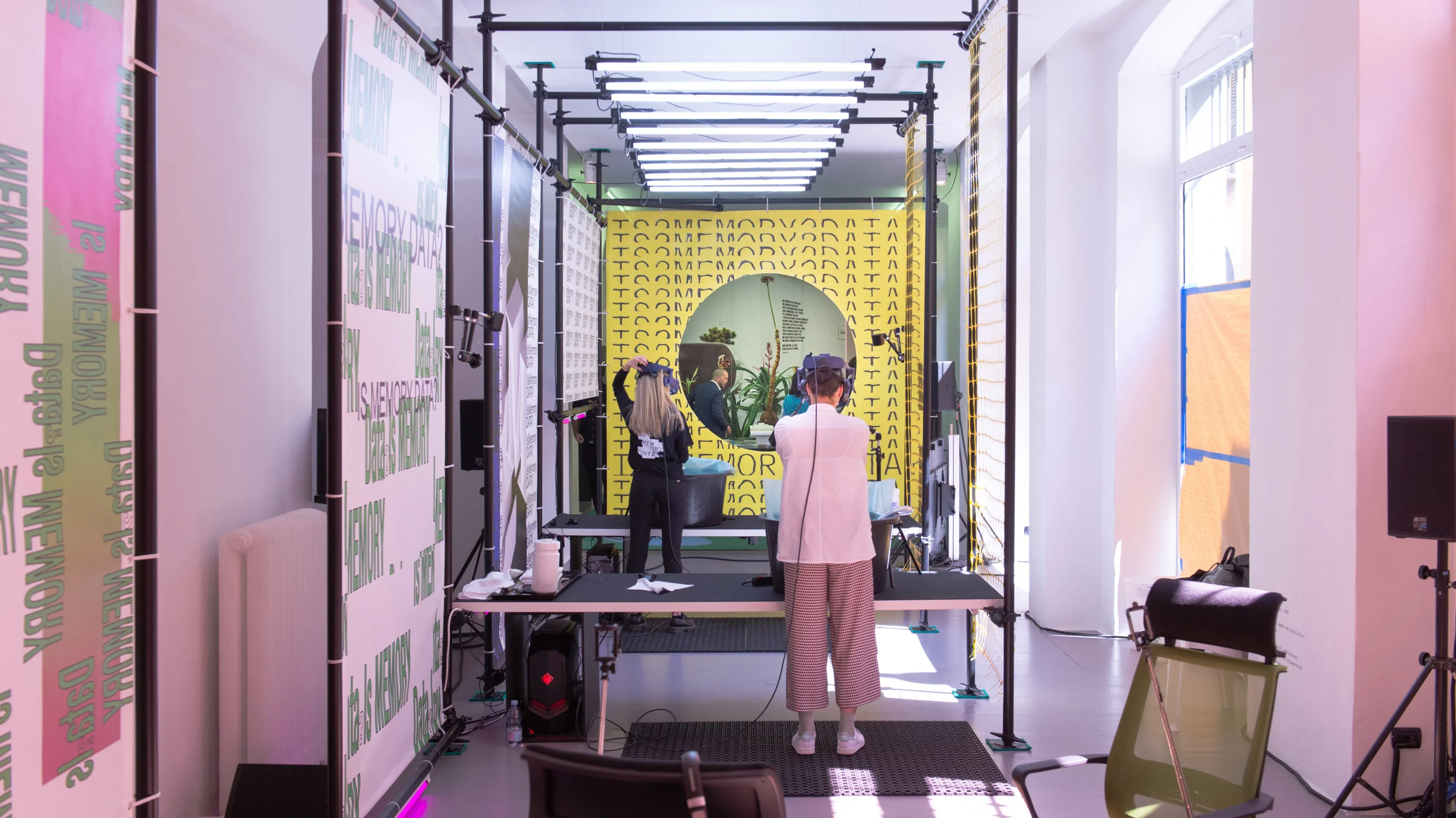 Visitor experiencing the Hyper Fountain VR environment