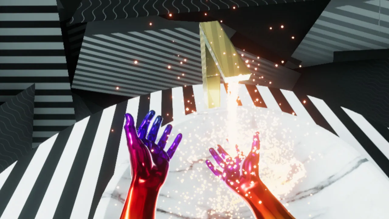 Research Lab spatial overview — exhibition architecture and lighting