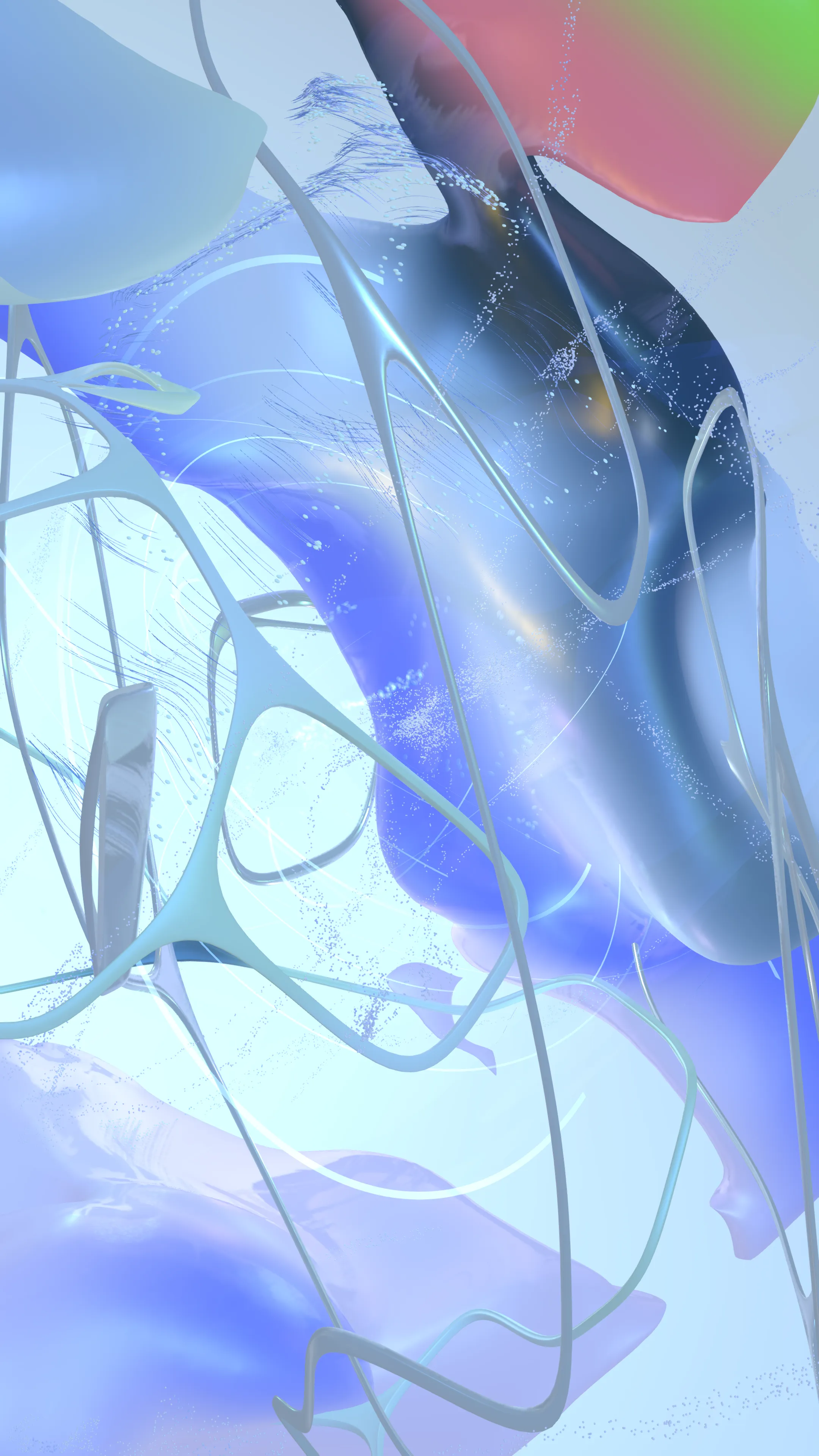 Fluid generative forms — blue and green gradients with organic curves