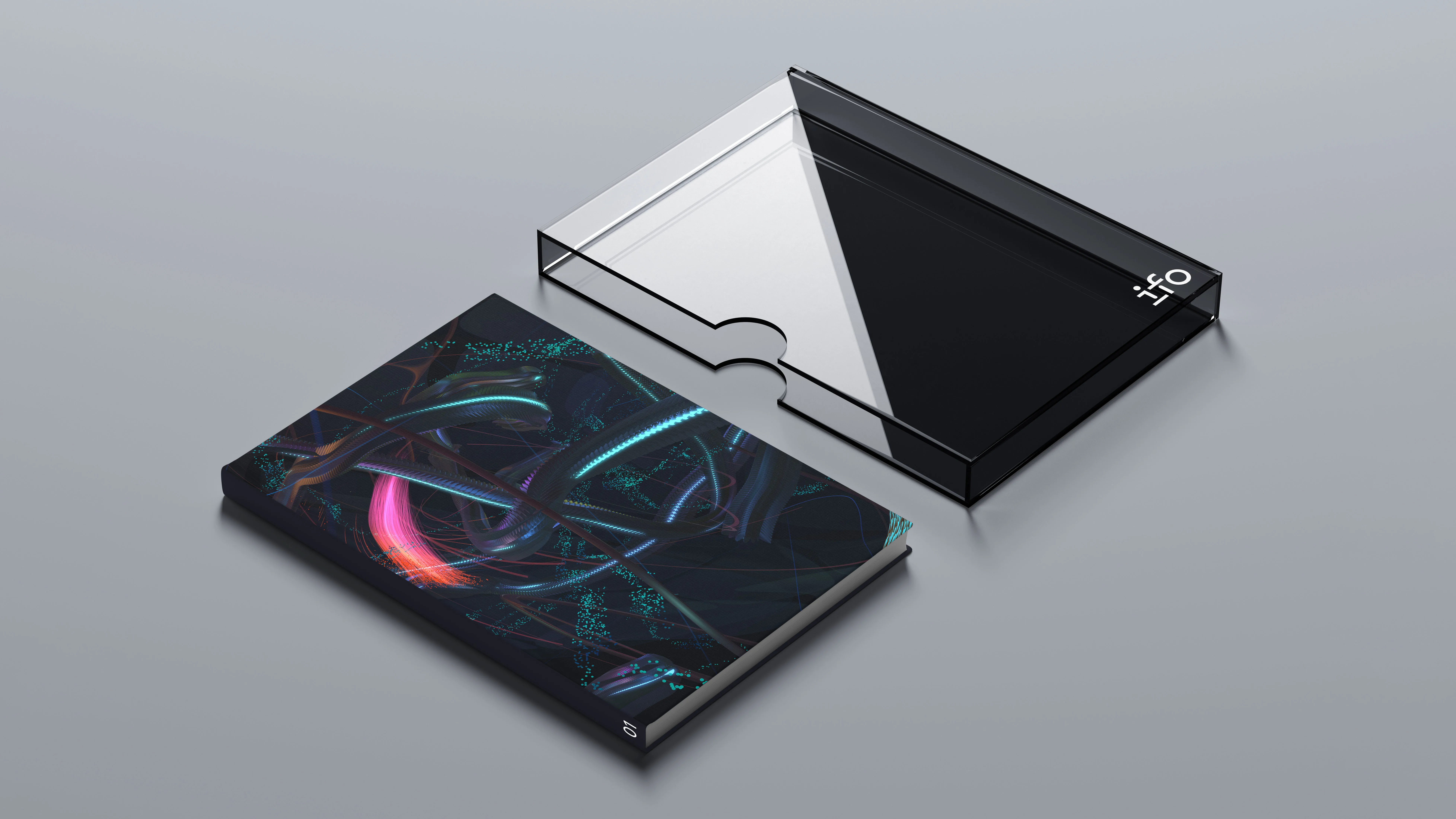 Publication mockup — FlowStates artwork in printed book format