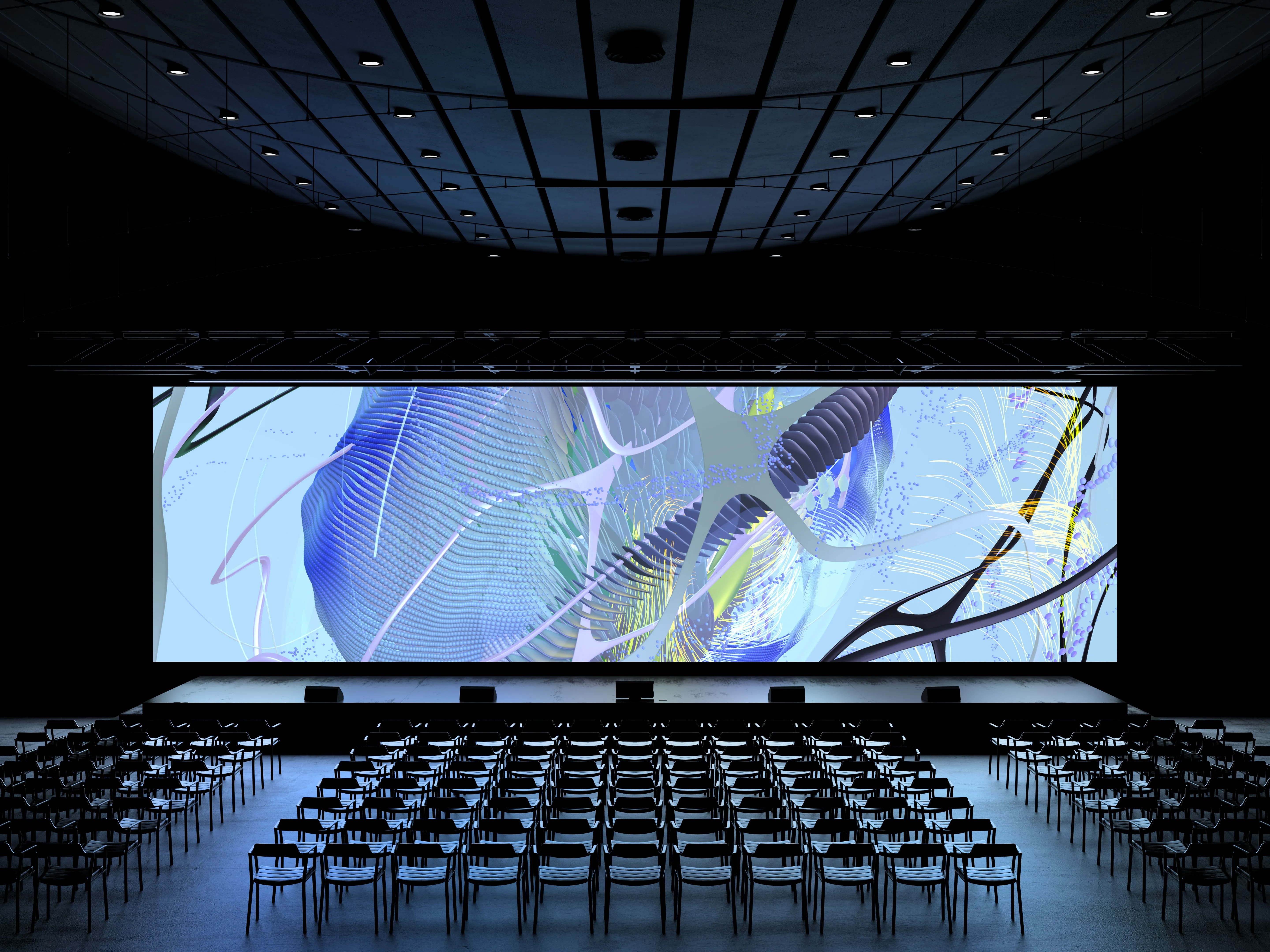 FlowStates artwork displayed on conference stage screen