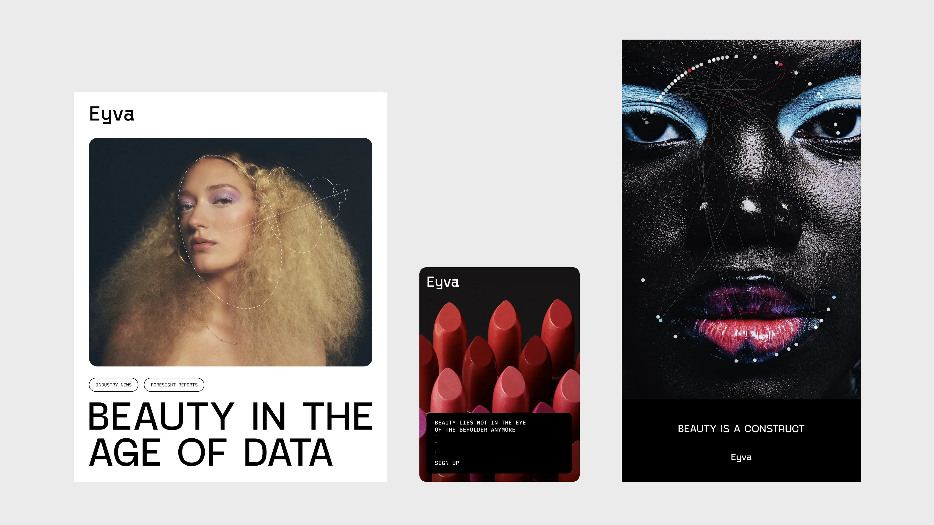 Eyva Kommunikationsformate — Drei Anzeigenvarianten von Editorial über Product bis Brand Story